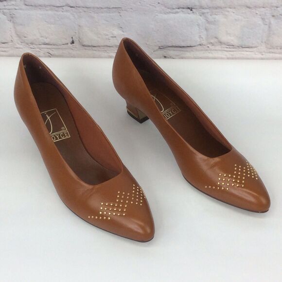 Joyce Vintage Pointed Toe Pump Heels Women’s Size 7.5 N Brown/Cognac Leather - Picture 6 of 12